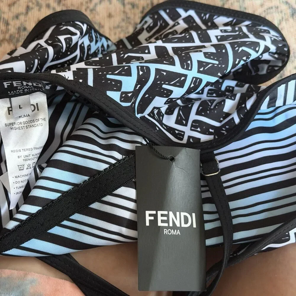 NWT Fendi X Joshua Vides Ff Print Swimsuit In Blue Womens Large One Piece Bikini - Picture 7 of 7
